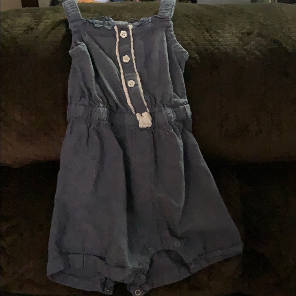 Infant girl 12 months denim colored romper